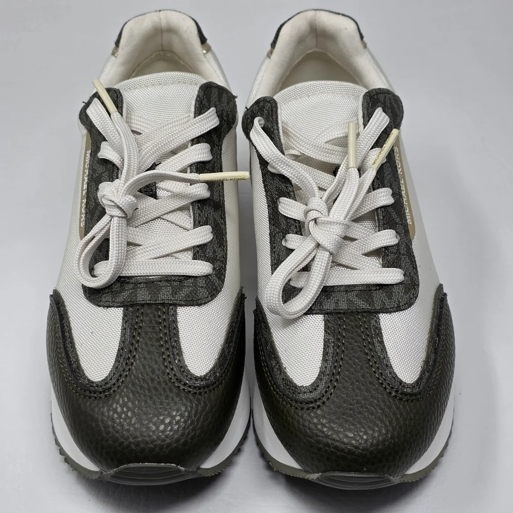 Michael Kors Women's Trainer Lace Up Sneakers Green White Size 5.5M New